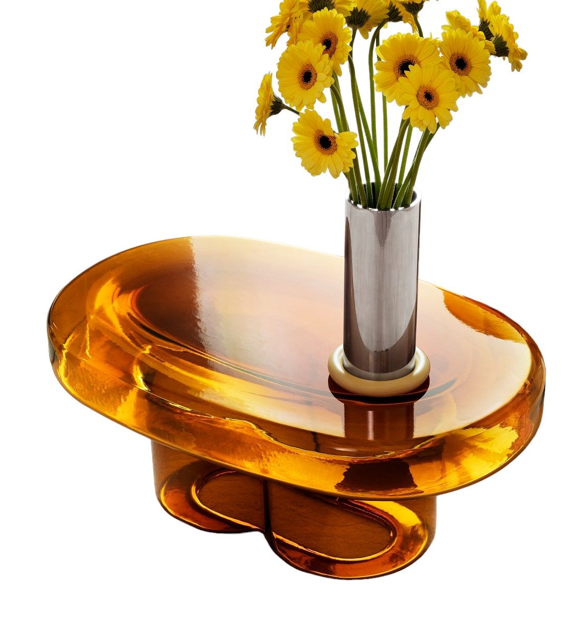 Soda Oval coffee table Miniforms | Murano Glass Amber